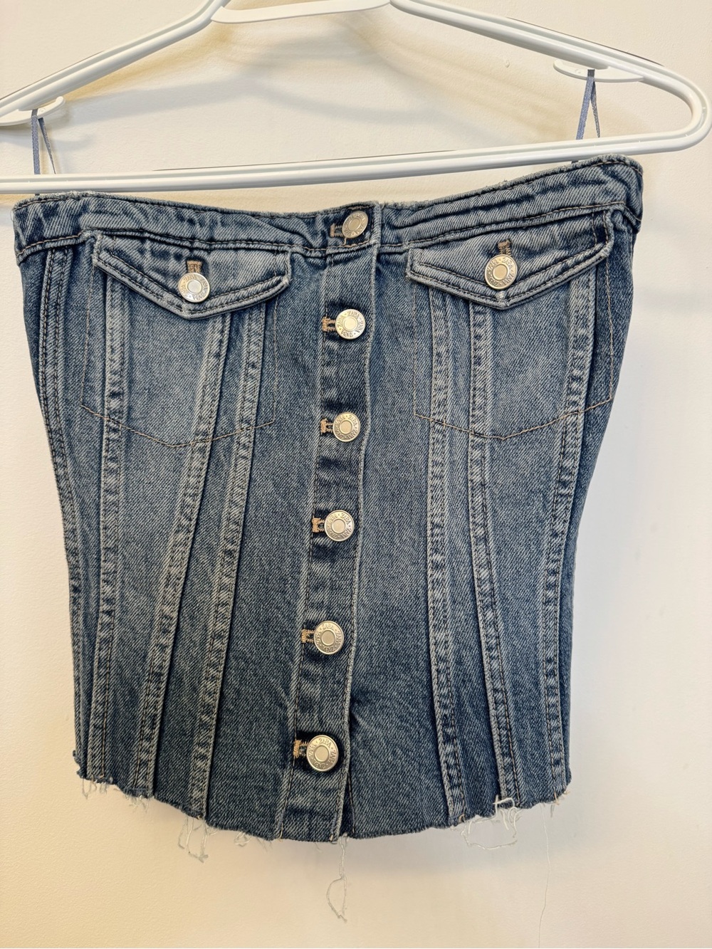 Zara Blue Denim Button-Front Mini Skirt